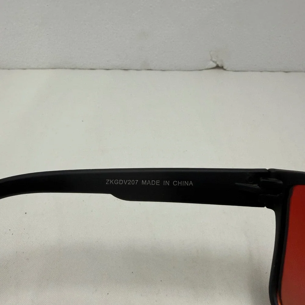 ZKY Sunglasses Mens OS Black Orange ZKGDV207 Flat Top Sport Carbon Fiber Pattern